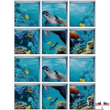 Ocean Themed Non Slip Bathtub Stickers PVC Shower Floor Decals Sea Turtle Design