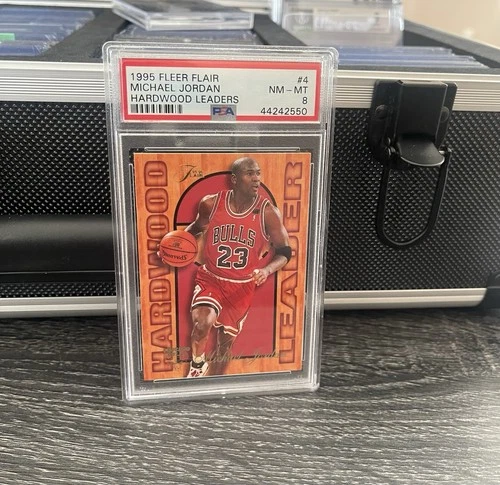 Fleer 1995-96 Flair Hardwood Leader Michael Jordan #4 PSA 8 Basketball Card
