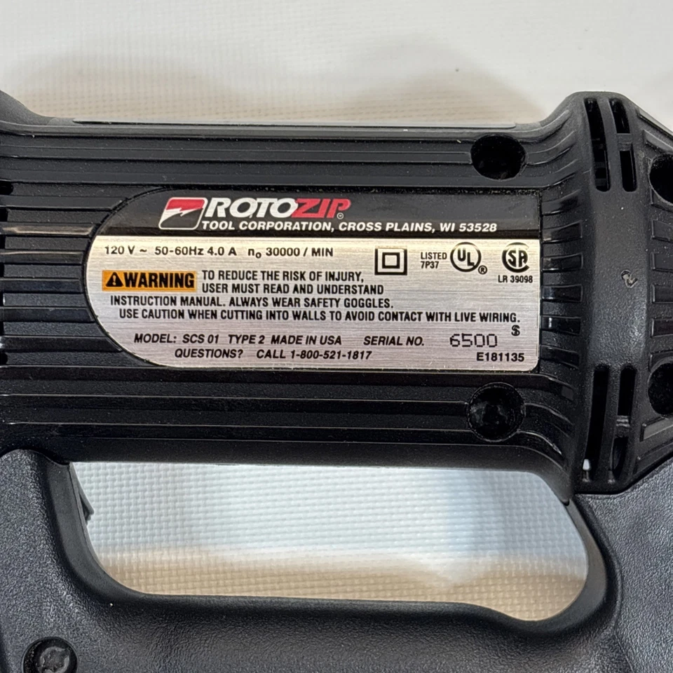 ROTOZIP Heavy Duty Spiral Saw SCS01 Corded Drywall Rotary Tool Bits Manual Box - Image 3 of 4