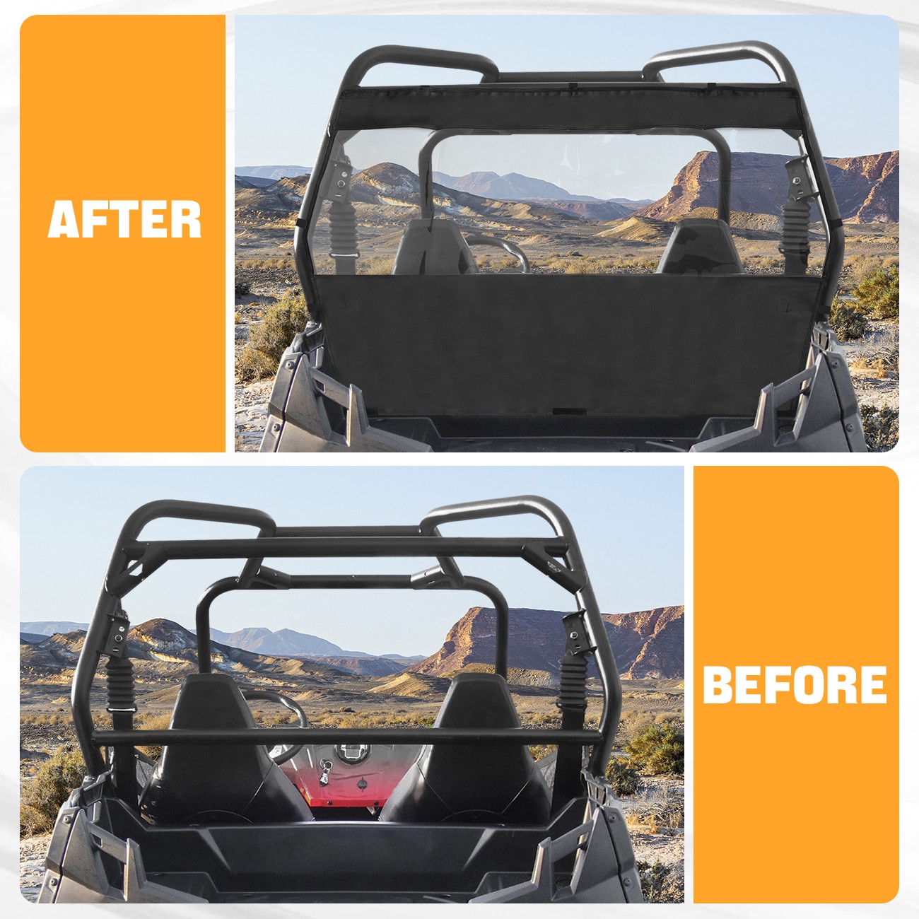 For Polaris Ranger RZR 800 XP 900 2007-14 Rear Window Back Windshield Waterproof