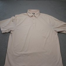 FJ Footjoy Polo Shirt Mens Large Orange Striped Short Sleeve Golf