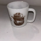 Vintage Milk Glass Mug-Cup Smokey The Bear Help Prevent Forest Fires Glasbake