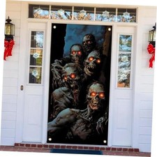 Halloween Zombie Door Cover Banner 71x35 Scary Peeking Decor Zombie Group