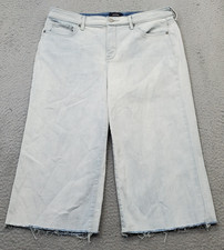 NYDJ Crop Jeans Womens 12 Blue Denim Regular Fit Flat Front Light Wash Wide Leg