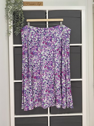 M&S Ladies Jersey Midi Skirt Size 22 Abstract Pull On Elasticated Waist Comfort