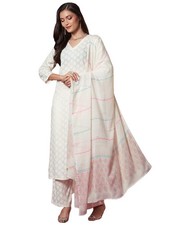 GoSriKi Women's Rayon Viscose Printed Straight Kurta with Pant Dupatta