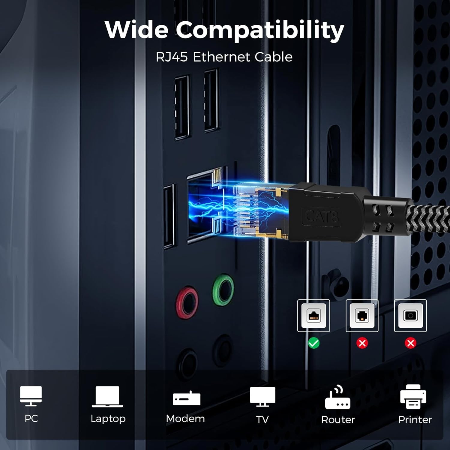 Cat 8 Ethernet Cable 50FT: Shielded Indoor Heavy Duty Cord - Thumbnail 3