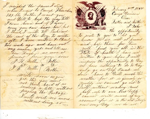 Civil War Patriotic Lettersheet Used with letter Gen. Fremont