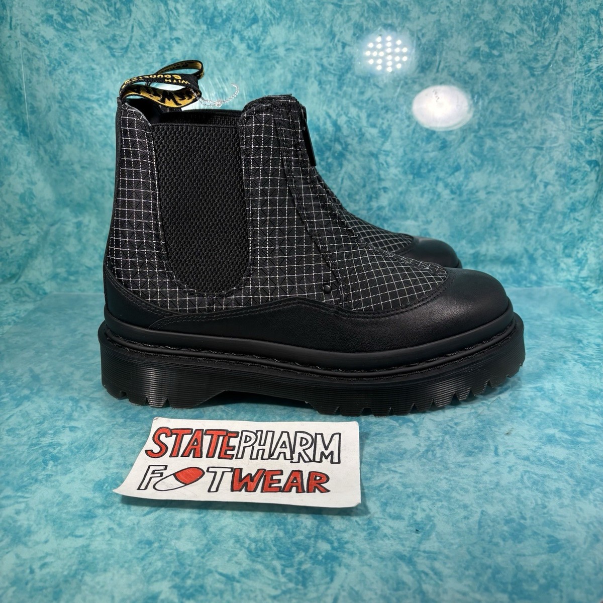 Dr. Martens 2976 Black Canvas Mid Top Zip Up Chelsea Boots Men's