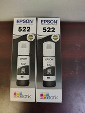 NEW 2-Pack Genuine Epson 522 Black Ink Bottle EcoTank T522120-S ET-2800 ET-2720