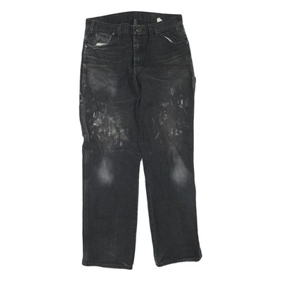 DICKIES Herren Regular Schwarz Baumwolle Blend Jeans W34 L31 Arbeitskleidung Zip