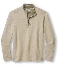 Tommy Bahama Reversible New Flip Coast Half Zip Pullover 2XLB Sisal Heather Gree