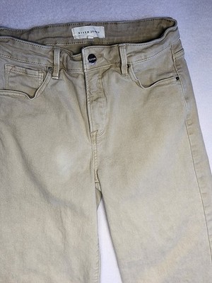 Risen Jeans Womens 3 Tan Khaki Wide Leg Denim High Rise Boho Streetwear Casual