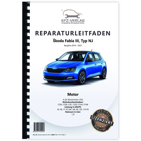 Skoda Fabia Typ NJ (14-21) 4-Zyl. 1,2L Benzinmotor 86-110 PS Reparaturanleitung-image