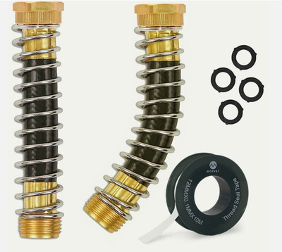 Morvat Brass Coiled Garden Hose Kink Protector, 2-Pack