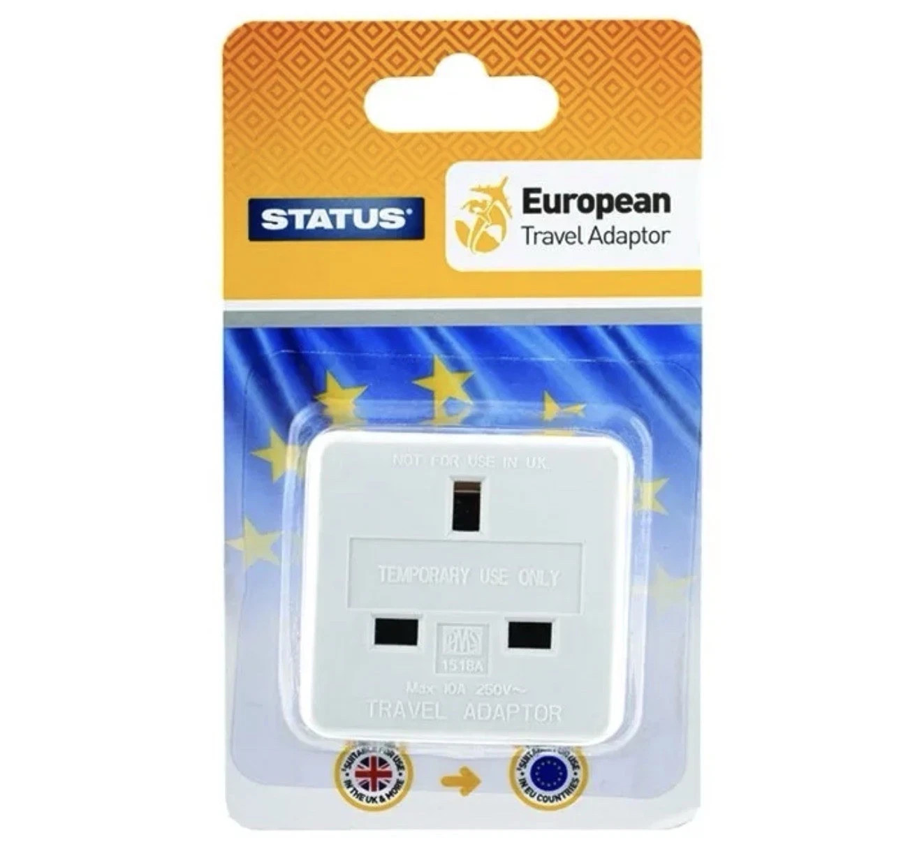 STATUS UK to EU European Plug with USB Port Adapter, 3 Pin 2 White - Image 2