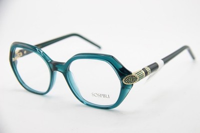 NEW SOSPIRI CRISTINA 843 EMERALD GREEN GOLD CRYSTALS AUTHENTIC EYEGLASSES 51-19
