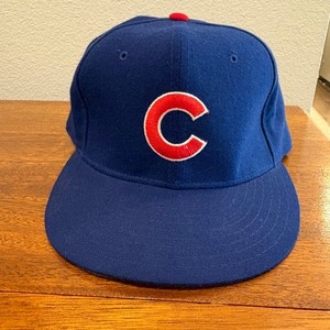 Vtg Chicago Cubs Hat New Era 5950 Fitted 7 5/8 Cap USA Wool Diamond Collection