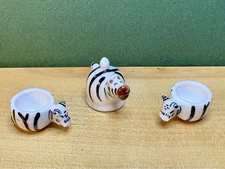 Whimsical Dollhouse Miniature 1:12 ZEBRA Porcelain Tea Set 3 Pcs Animal CUTE!