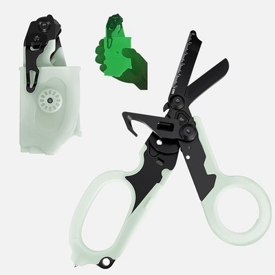 6 in 1 Multi-function Trauma Shears with Strap Cutter and Luminous Black 