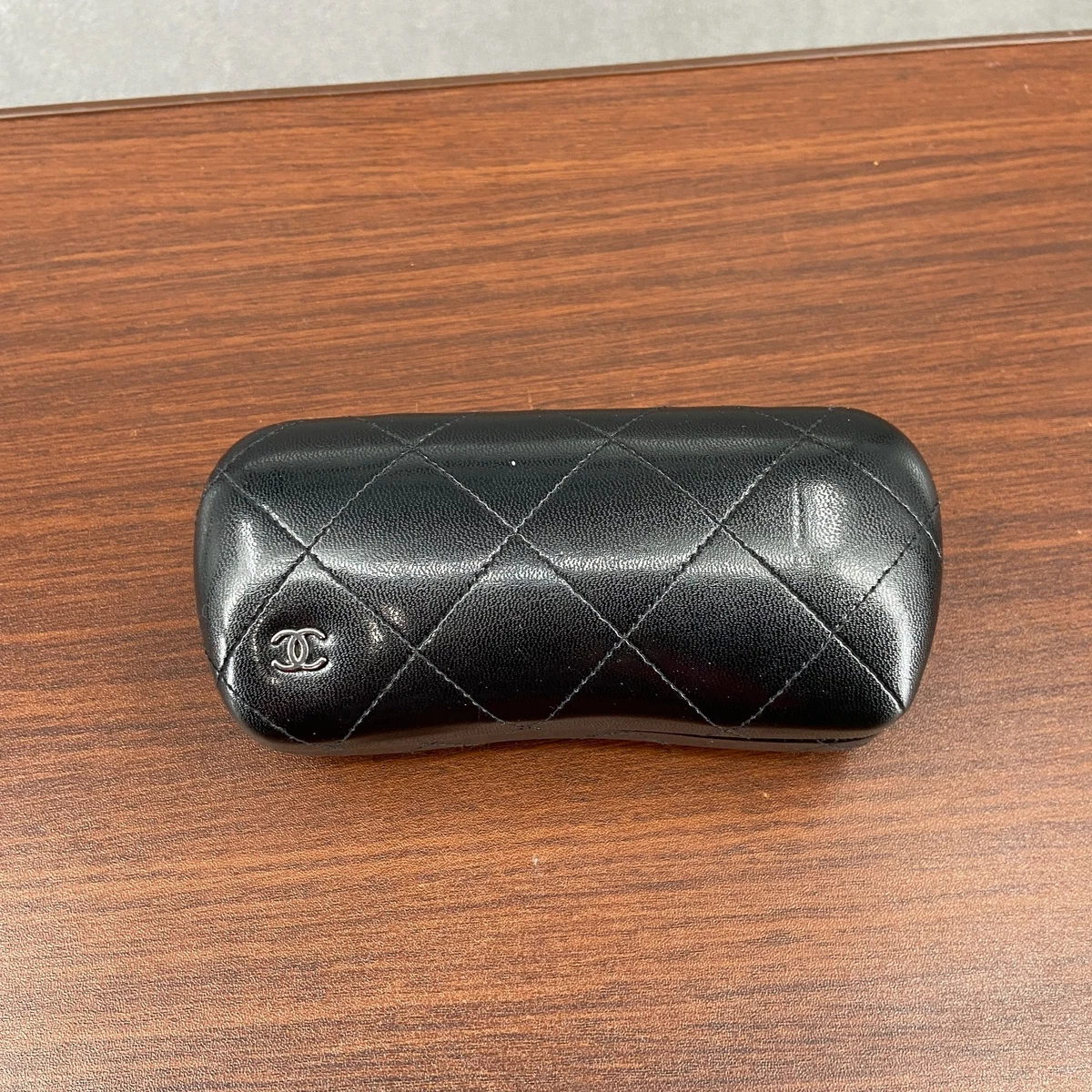 Chanel Black Quilted Leather Sunglasses Case Hard Shell CC Logo Clamshell Case CHANEL Black Eyeglass Hard Cases for sale | eBay main image 4