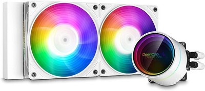 DeepCool Castle 240EX A RGB weiß CPU AIO Kühler mit PWM Lüfter Anti Leak