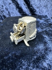 Vintage Pewter Nicholas Gish signed Jewelry Box Thimble Drawer Moving Opens