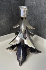 Silver Plated? Tree Candlestick Taper Holder Christmas Holiday Single