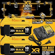 2 Pack 10 AH For DEWALT DCB210 20V MAX XR Battery Lithium Ion or 20 Volt Charger