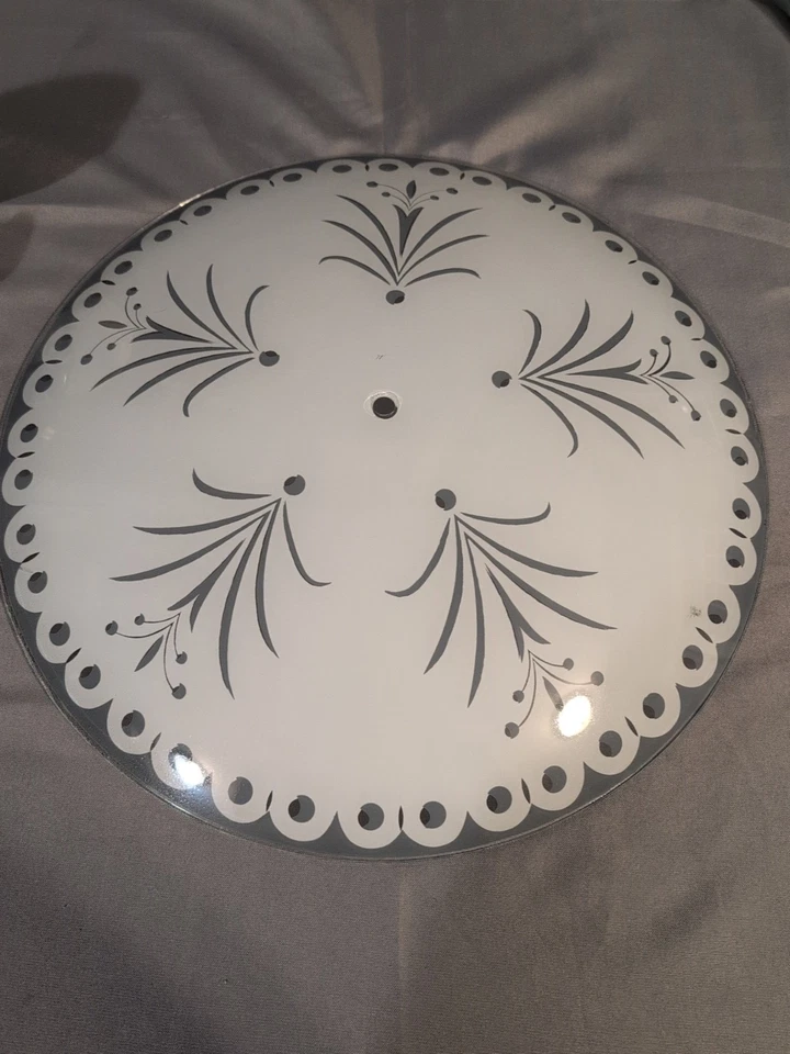 Feather Fan Ceiling Fixture Light FixtureGrey & White 17.5" Mid Century Vintage  - Image 4 of 4