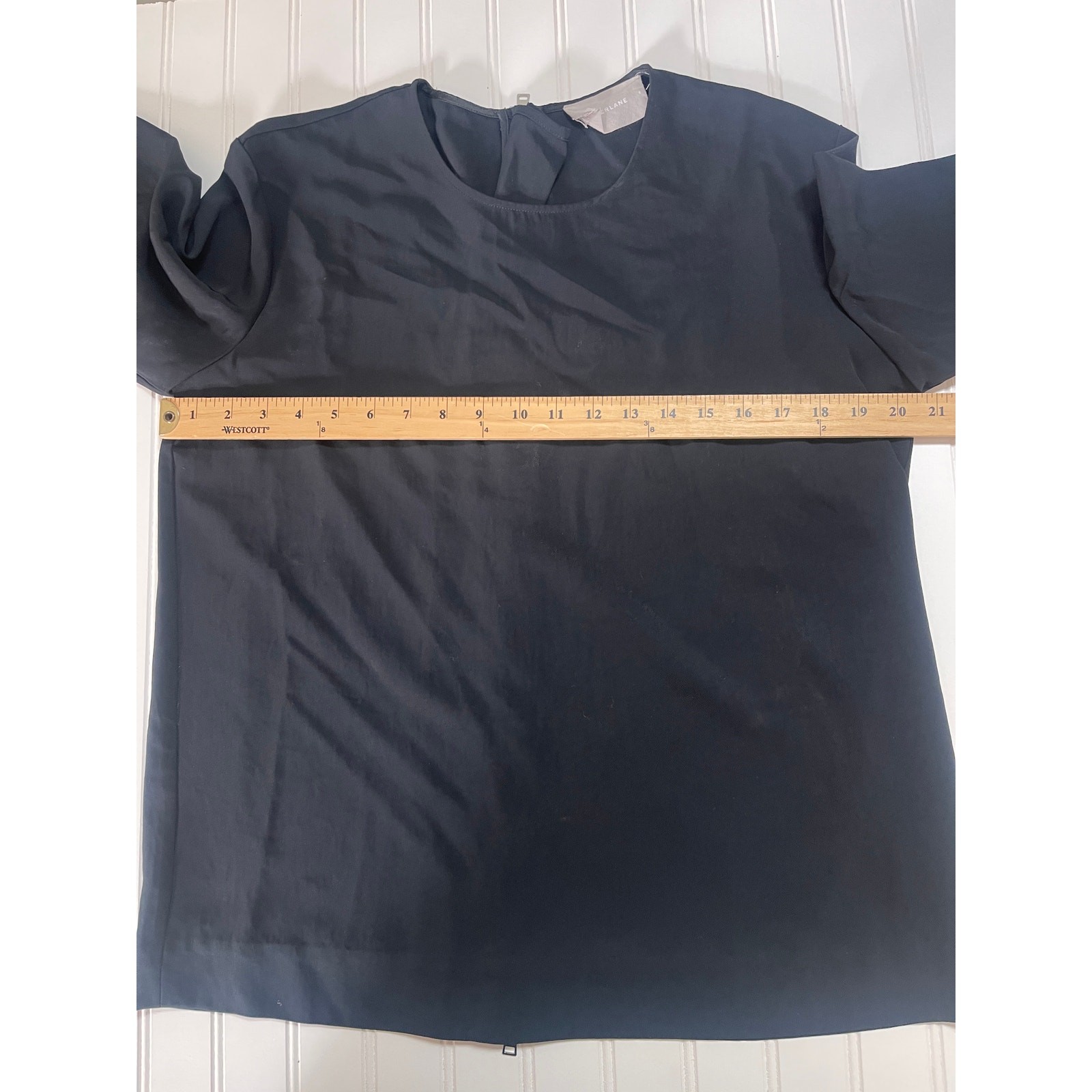 Everlane Black The Japanese GoWeave Back-Zip Tee Top Blouse Size Women's 8 