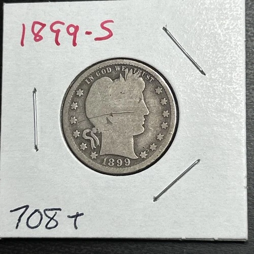 1899-S Liberty Barber Silver US Quarter/ Low Mintage