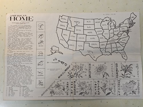 Vtg Paragon Needlecraft States Flower Map Sampler Linen 19x26  - Picture 7 of 8