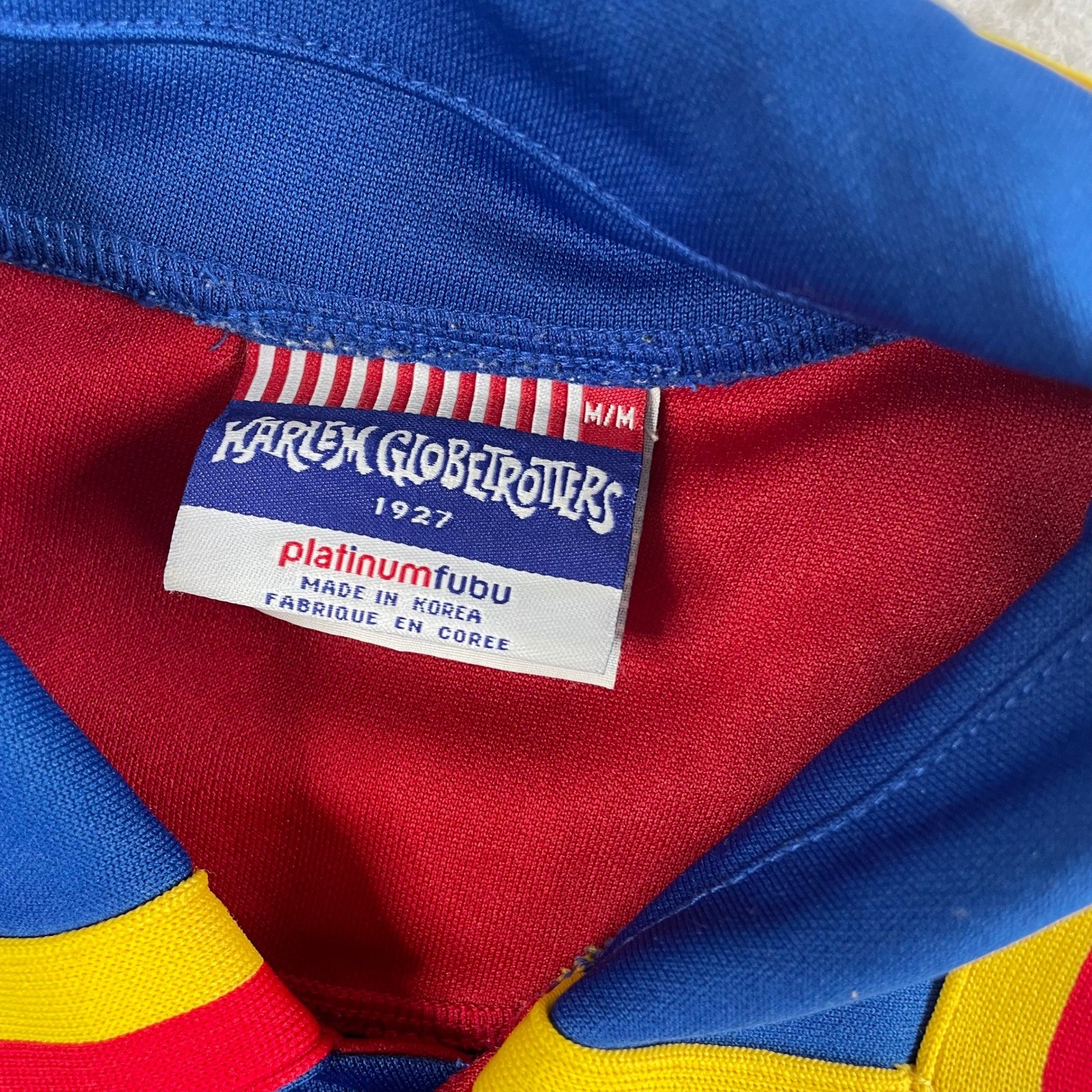 Platinum FUBU Harlem Globetrotters Jersey Medium Blue Signed Autographed Vintage image 3