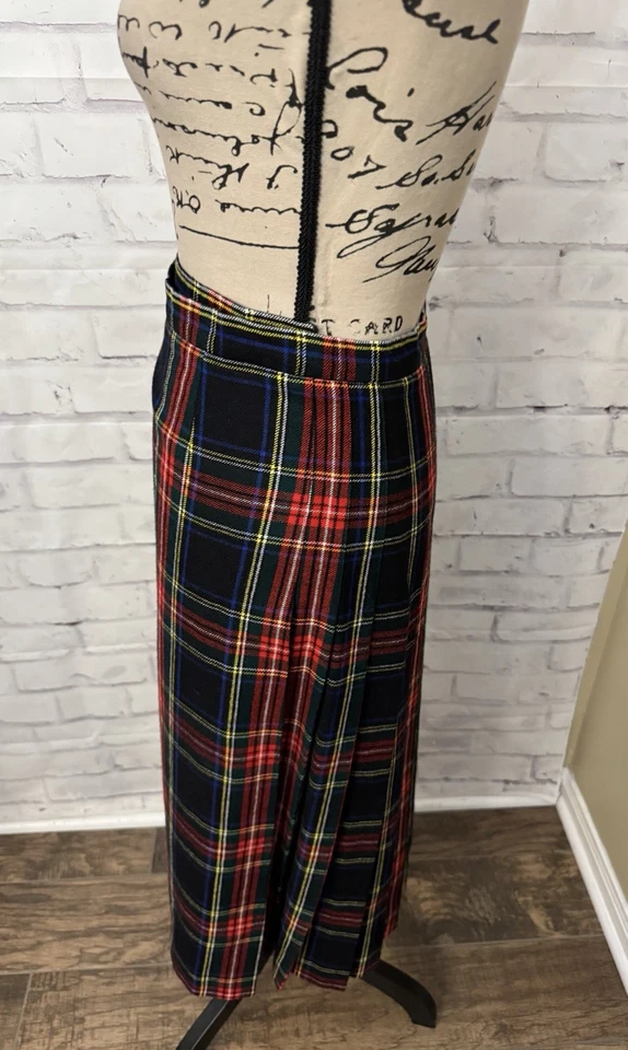 Falda escocesa Kinloch Anderson tartán plisada lana a cuadros talla 12 GB hebilla Escocia Foto 2 de 4