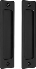6 Inch Sliding Barn Door Handles, Black, Rectangular Flush Pocket Door Pulls, Ru