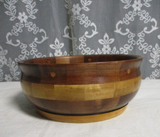 Hand Crafted Turned Segmented Wood Bowl - 7.25" x 3" - Signed