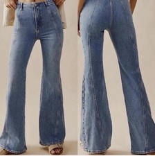 We The Free Women  s Blue Florence Flare Jeans Medium Wash Denim 26