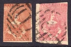Australia VICTORIA 1855 Half-Length 1d x 2 plated U, faults, SG27,28 cat £205