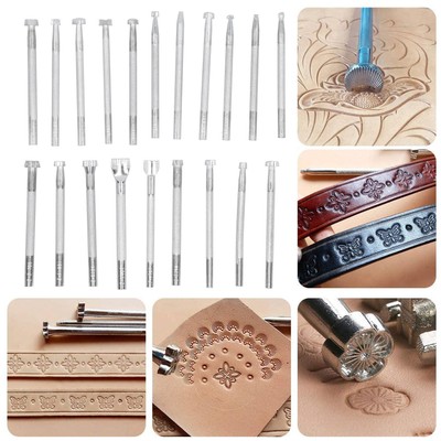 20Pcs Leather Stamp Punch Stamping Carving Pattern Making Tool Leathercraft CU