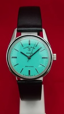 Vintage Favre Leuba Geneva Sea-king Winding Mens Swiss Dial green 61093