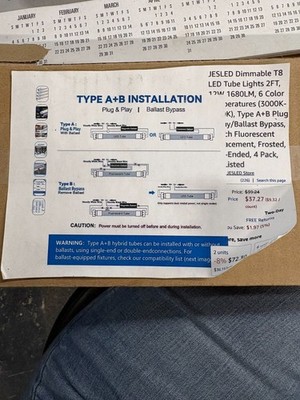 BOX OF 3 JESLED DIMMABLE T8 LED TUBE LIGHTS 2FT # X001VFS7WJ