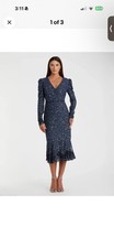 Mac Duggal 10740 Sequin Dress with Beaded Hemline and Belt Midnight Size 16 $498