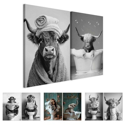 Murando Wandbild Set 2 tlg Groß Wohnzimmer Leinwand Bilder Lustige Tiere Bad Zoo