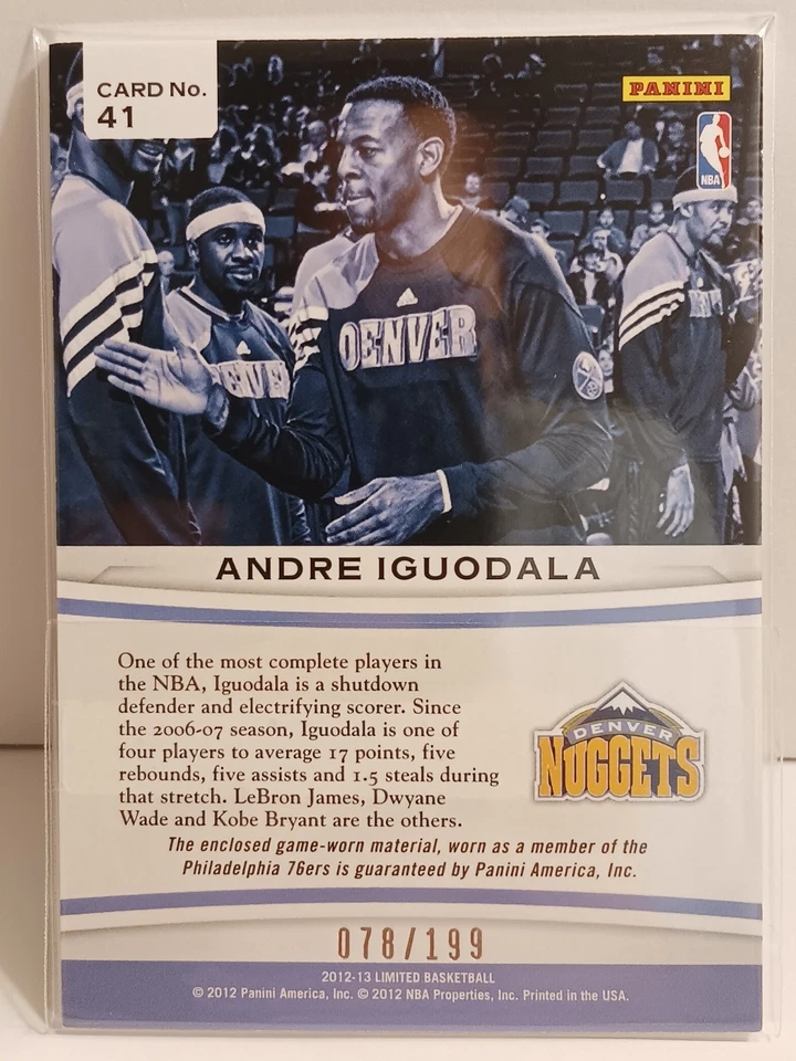 2012-13 Panini Limited Center Stage Materials #41 Andre Iguodala 78/199 - Image 4 of 4