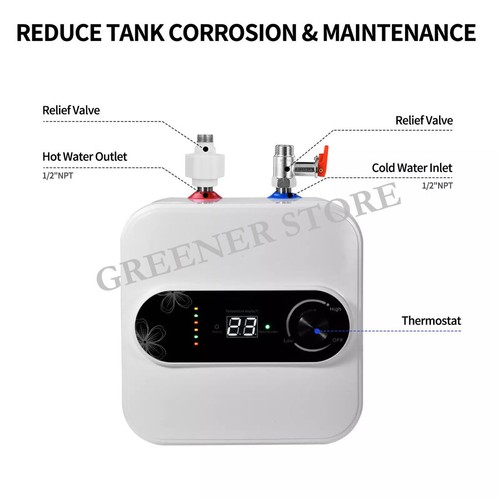 Serbatoio acqua calda riscaldata istantanea 10L 1,5kw per rubinetti acqua calda bollente - Foto 6 di 11