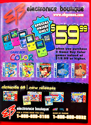 2001 EB Electronics Boutique Game Boy Color PAPER MARIO DONKEY KONG = PRINT AD