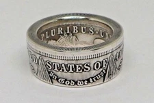 Coin Ring hand made from Morgan Silver Dollar in sizes 9 - 15