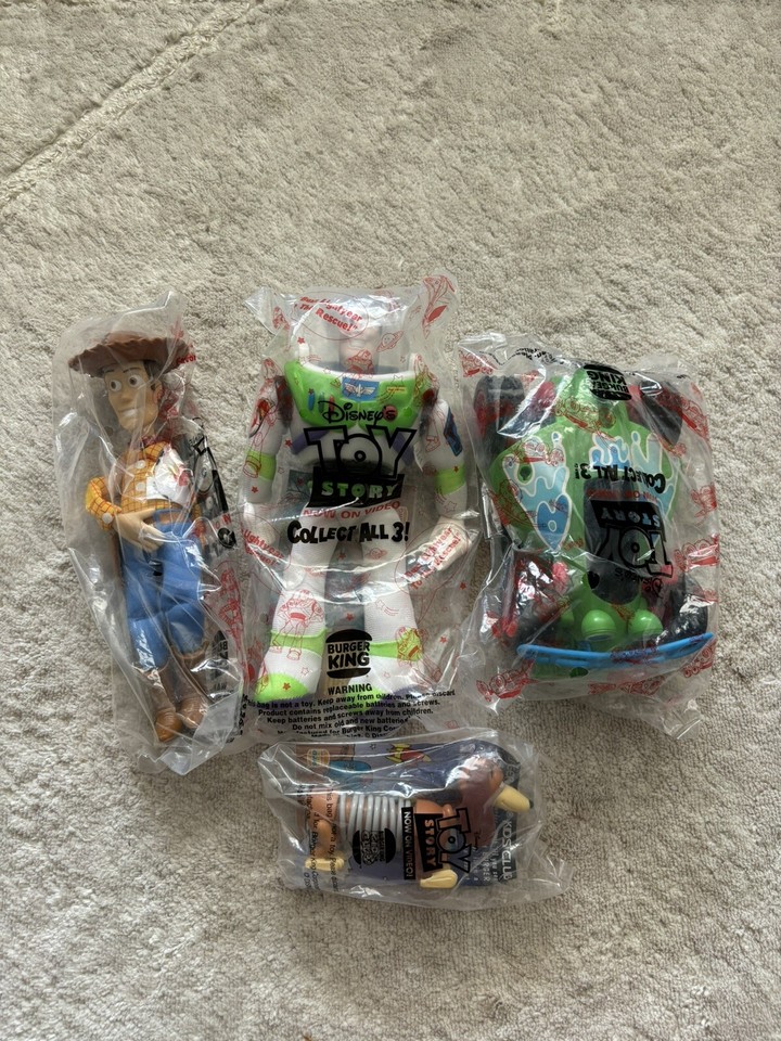 NEW Toy Story Set Burger King Happy Meal Bags Buzz Woody RC Slink Dog