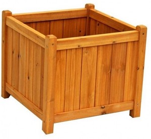 Planter Box 18 in. Square Cedar Large Textured in Light 